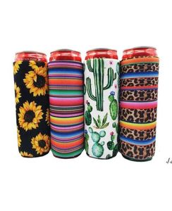 1785cm Can Cooler Slim Can Insulators Neoprene Beverage Beer Cooler Collapsible Cola Bottle Koozies Cactus Leopard Can Sleeve DA8335386