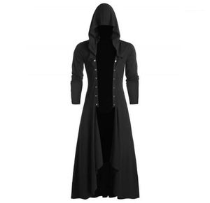 Men039s Jacken Retro Long Trench Coat Dampf Punk Gothic Wind Cloak Kapuze -Windbreaker Jacke Fashion Plain Cap Strickjacke Casaco8678838