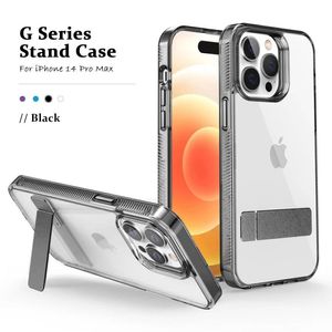 Дизайнер Kickstand Case 14 12 Phone Case Trope Case Trans Proparent Metal Stand Antipling Integrated Stand для iPhone 15 11 13 Pro Max X XR XS Max 14 15 6 6S 7 8 Plus SE