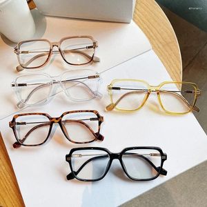 Sunglasses Frames 2024 Retro Clear Anti-Blu-Ray Women Glasses Frame Fashion TR90 Metal Square Men Optical Spring Hinge Yellow Eyeglasses
