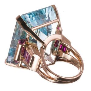 Большой CZ Кубический циркон каменной розовый золотой цветовые кольца для женских модных ювелирных ювелирных украшений подарок