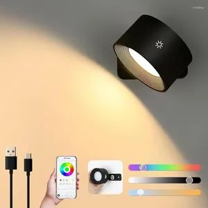 Vägglampa lättinna smart led sconce dimble monterad med 3 belysning RGB atmosfärläge app pekning kontroll