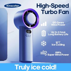 Kinscoterポータブルハンドヘルドターボファン100風速調整可能なミニパーソナルバッテリー操作電気まつげ240424