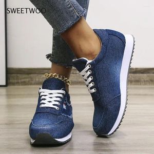 Scarpe casual blu femminile 2024 di moda mozzy sneakers sneaker di grandi dimensioni