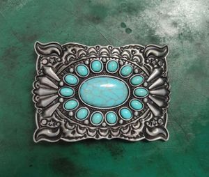 1 Pcs Western Turquoise Stone Cowgirl Cowboy Belt Buckle For Men Women Fit 4cm Wide Jeans Belts Head9227237