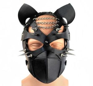 BDSM Fetish Leather Mask for Men Women Cosplay ajustável unissex bdsm cativeiro restrições de cinturões escravos máscaras de fetiche casais brinquedo q3023277