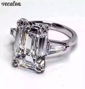 Vecalon Luxury Jewelry 100 Real 925 Sterling Silver Ring 4CT 5A Zircon CZ Engagement Wedding Band Rings for Women Bridal Bijoux2549908