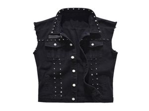 Mens Vest Vintage Denim Jeans Vest Male Fashion Svart ärmlösa jackor Midja Män