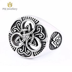PSJ Jewelry Fashion Vintage 23.5mm Large Size Nordic Viking Celtic Knot Hollowed Stainless Steel Rings for Men 240416