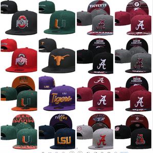 2024 Tüm Takım Karışımı Renk Fanının NCAA USA Kolej Beyzbol Ayarlanabilir Şapka Erkek Kadınlar Tek Boyut Vintage Düz Spor Baskı Top Snapback Caps Mektuplar A N Bone Chapeau MA4-03