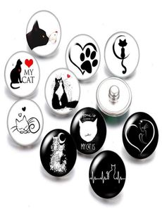 Piękny kot miłość Pet Strand 18 mm Snap Buttons 10pcs Zmieszane okrągłe po szkło 265K8461584