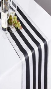 Satin Table Runners White And Black Tablecloth for el Table Decoration Wedding Party Reception1930274