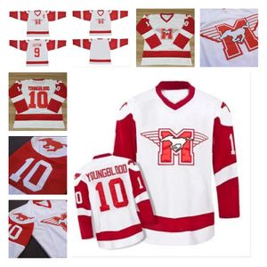 10 Dean Youngblood Hockey Trikots Hamilton Mustangs 9 Sutton Film All Stiched Men's Jersey Uniformen Weiß rot