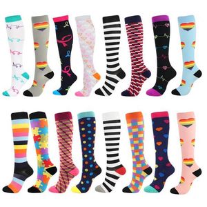Çoraplar Çorap Spor Sıkıştırma Çoraplar Çift Çizgili Polka Dot Desen Streç Sevimli Çift Buzağı Çorapları Renkli Komik Binicilik Yeni Y240504