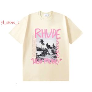 T-shirt Rhude Mens Designer Shirt Workout Shirts for Men T-shirt a magliette di grandi dimensioni 100%Cotton Rhude Tshirts vintage Short Short Us Size 1656