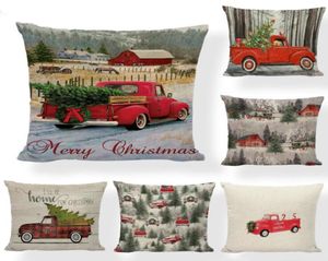 Pillow Case Christmas Pillow Covers Xmas Tree Throw Pillow Case Red Car Printing Case Sofa Couch Cushion Cover Christmas Decoratio4067022