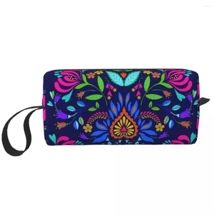 Bolsas de armazenamento Bolsa folclórica de férias mexicana de férias de viagem para bordados coloridos de bordados têxteis kit de beleza cosmética dopp