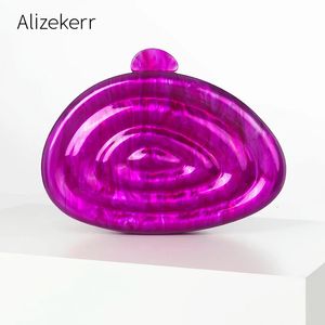 Alizekerr Acrylic Box Evening Clutch Bags Women Elegant Boutique Unique Oval Shell Shaped Purses And Handbags Wedding Party 240430