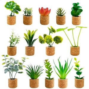 14pcs/set冷蔵庫マグネットかわいいプラスチック植物サボテン多数のポーマグネットボタン冷蔵庫メッセージステッカーホーム装飾240429