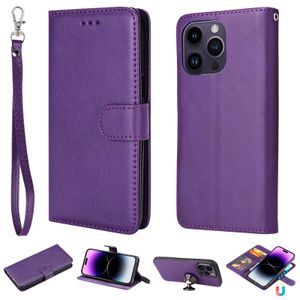 2IN1 iPhone 15のウォレット電話ケース15 14 13 12 11 Pro Max Xr XS X 7 8 Puld Pure Color PU Leather Magnetic Flip Kickstand Caber Case with Multi Card Slots