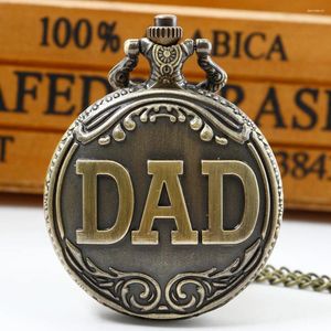 Pocket Watches Vintage Bronze Carving Dad Fashion Quartz Watch Give Give Gift Gift Collection Cf1009