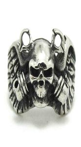 2st Snabb Ghost Skull Grenade Ring 316L Rostfritt stål Fashion Jewelry Cool Biker Double8687614