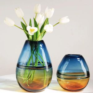 Vases Chinese Style Stained Glass Vase Decoration Simple Creative Home Living Room Hydroponic Flower Arrangement