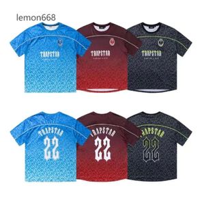 Herren T-Shirts Trapstar Mesh Football Jersey Blue Black Red Men Sportswear T-Shirt Designer Modekleidung 5555676