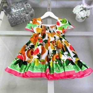 Brand baby skirt Colorful flowers printed all over Princess dress Size 90-160 CM kids designer clothes summer girls partydress 24April