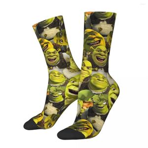 Men's Socks Hip-hop Shrek Memes Basketball Funny Face Anime Polyester Long For Women Men Non-slip