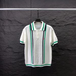 Mens Clothing Luxury Knitted Polo Shirt Casual Striped Button Short Sleeve Tees Breathable 2024 Knitwear 240426