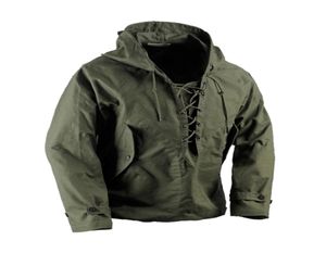 USN Wet Weather Parka Vintage Deck Jacket Pullover Lace Up WW2 Uniform Mens Navy Military Hooded Jacket Outwear Army Green 2012188199538