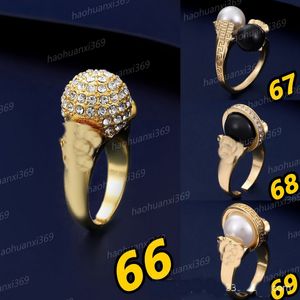 Retro European and American Fashion Beauty Head Metal Three Dimensional Ripple Inlaid Diamond Letter Opening Ring for Women