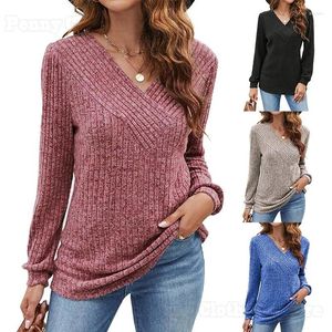 Hoodies femininos 2024 Europeu e American Autumn Winter Grande tamanho longo Tamas casuais de decote em V Sweetshirts S-2xl