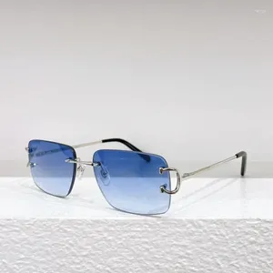 Sunglasses High Quality Personality Rimless Men'S Brand Designer Large Frame Glasses Oculos Gafas De Sol Para Mujer Hombre