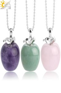 CSJA Suspension Apple Natural Stone Pendant Crystal Pendants Quartz Bead Halsband Fashion Smycken för kvinnliga kvinnor Gift G046 A8581892