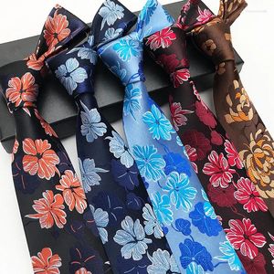 Bow Ties Selling Innovation 8cm Flower Leaf Jacquard Polyester Tie Men's Temperament Neckties Shirt Accessories