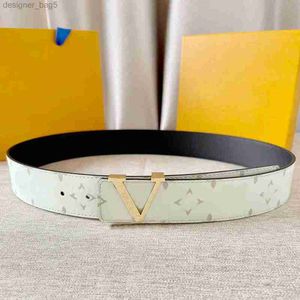 10A Mirror quality classic designer Belt for women stainless steel V buckle Real leather mens belt Retro Luxury gold plating womens belt 40MM Reversible belt A019