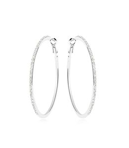 New simple design Austrian crystal rhodium plated big hoop earrings for women bridal wedding party bijoux accessories bijoux 4615900