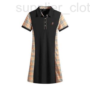 Basic & Casual Dresses designer Dress 2024 new cotton lapel black and white casual short-sleeved embroidered dress Asian size S-3XL 30CB