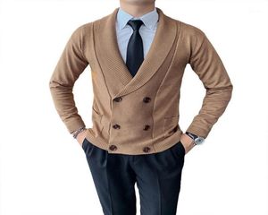 Men039S 스웨터 영국 비즈니스 이중 브레스트 스웨터 가디건 가을과 겨울 한국 트렌드 잘 생긴 재킷 5805781