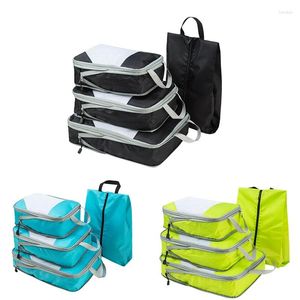 Outdoor Bags 4 Pcs/set Compression Packing Cubes Travel Storage Bag Suitcase Mesh For Clothing Underwear Shoes Tote Good