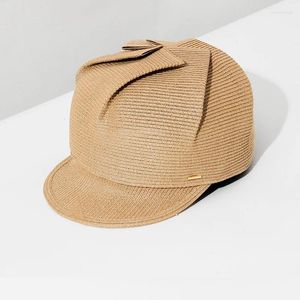 Ball Caps Japanese Net Red Contrast Color Flat Top Equestrian Hat Foldable Casual Baseball Cap Duck Sun Beach Straw