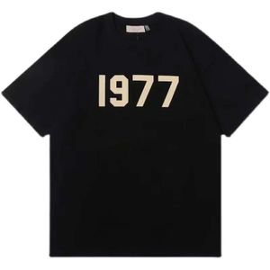 EssentialSclothing Designer T 셔츠 가슴 편지 라미네이트 프린트 짧은 슬리브 셔츠 하이 스트리트 느슨한 오버 사이즈 캐주얼 티셔츠 100% 코튼 탑 978