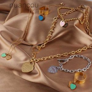 Fashion Steel Stainless Pendant Necklaces Heart Necklace Love Double for Women Gold Sier Color Necklacespendant