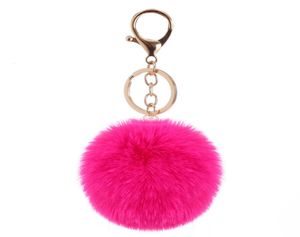 WY003 Girly Pom Keyring Fuzzy Pink Fur Ball Pufll Key Chain Furry Furball Keychain Puff Ball Keychains4852441