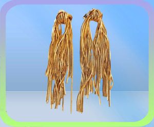 Stud Brand Brass Plated 24K Gold Tassel Knotted Long Earrings Ear Clip Temperament Stylish Catwalk Style Fadeless7238136