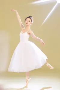 Stage Wear Ballet Dance Dress Adult Female Professional Sling Exercise Clothing Gauzy Performance Costume