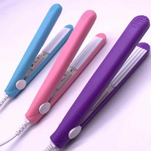 Hair Curlers Straighteners A mini hair iron pink corrugated plate electric curling iron curl modelling tools Y240504