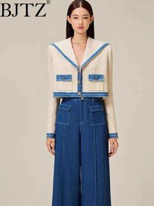 여자 2 피스 바지 bjtz 숄 재킷 여성용 느슨한 넓은 다리 패션 세트 2024 스프링 가을 소녀 스타일 hl163